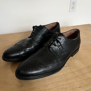 H&M Classic Black Leather Wingtip Dress Shoe sz 10.5